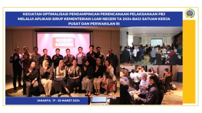 Kegiatan Optimalisasi Pendampingan Perencanaan Pelaksanaan PBJ melalui Aplikasi SiRUP Kementerian Luar Negeri TA 2024 Bagi Satuan Kerja Pusat dan Perwakilan RI